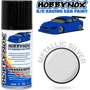 Hobbynox HN1200 Metallic Silver R/C Racing Car Spray Paint 150 ml