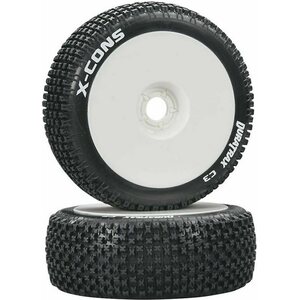 Duratrax 1/8 X-Cons Buggy Tire C3 Mounted White (2) DTXC3611