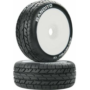 Duratrax 1/8 Bandito Buggy Tire C2 Mounted White (2) DTXC3638