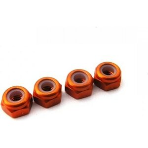 Hiro Seiko 3mm Alloy Nylon Nut (S_Size) [Orange] ( 4 pcs) HS-69855