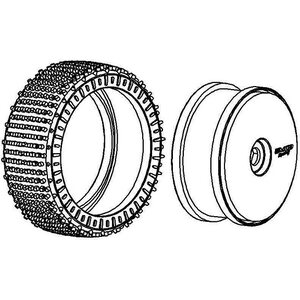 MCD Racing Tyre 180 mm Micro Stud V2 BS LW + Wheel Write 100206X