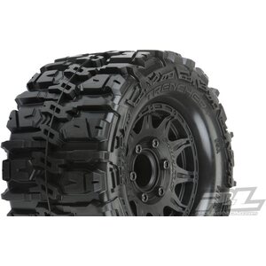 Pro-Line Trencher HP 2.8" All Terrain BELTED Truck Tires Mounted for Stampede 2wd & 4wd Front and Rear, Mounted on Raid Black 6x30 Removable Hex Wheels 10168-10