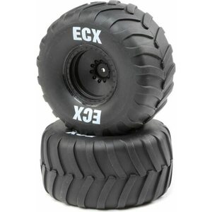 ECX ECX43016 Rt/Lft Tire, Prmnt, Black Whl (2): 1:10 2WD Crush