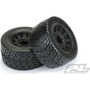 Pro-Line 10167-10 Street Fighter HP 3.8" Street BELTED Tires Mounted
for 17mm MT Front or Rear, Mounted on Raid Black 8x32 Removable Hex 17mm Wheels