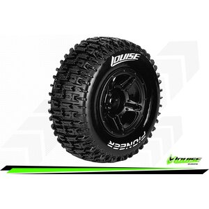 Louise Louise RC - SC-PIONEER - 1-10 Short Course Tire Set - Mounted - Soft - Black Wheels - Hex 12mm - SLASH 2WD - Front - L-T3148SBTF