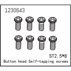 Absima Button Head Screws - Selftapping M2.5*8 (8)