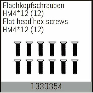 Absima Flat head hex fine pitch screws HM4*12/12 pcs