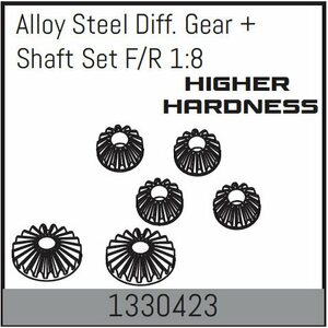 Absima Alloy Steel Diff. Gear + Shaft Set F/R 1:8