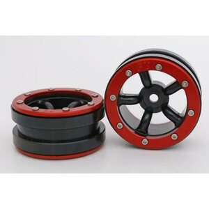 Metsafil Beadlock Wheels PT-Safari Black/Red 1.9 (2 pcs)