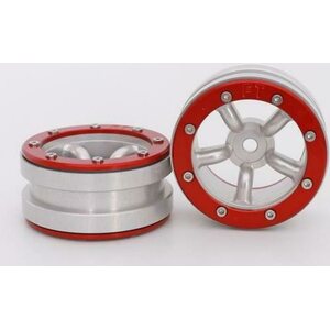 Metsafil Beadlock Wheels PT-Safari Silver/Red 1.9 (2 pcs)