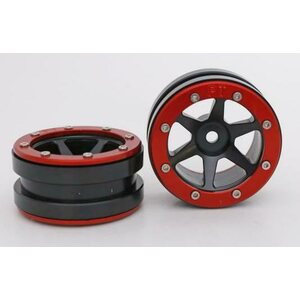 Metsafil Beadlock Wheels PT-Slingshot Black/Red 1.9 (2 pcs)