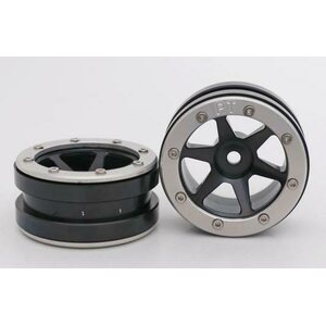 Metsafil Beadlock Wheels PT-Slingshot Black/Silver 1.9 (2 pcs)