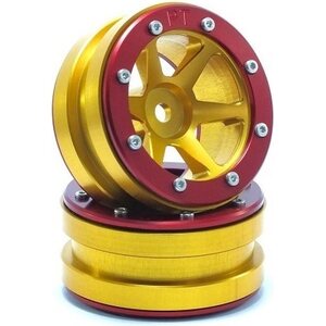 Metsafil Beadlock Wheels PT-Slingshot Gold/Red 1.9 (2 pcs)