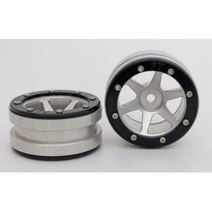 Metsafil Beadlock Wheels PT-Slingshot Silver/Black 1.9 (2 pcs)