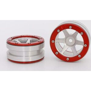 Metsafil Beadlock Wheels PT-Slingshot Silver/Red 1.9 (2 pcs)