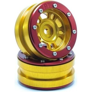 Metsafil Beadlock Wheels PT-Distractor Gold/Red 1.9 (2 pcs)