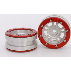 Metsafil Beadlock Wheels PT-Distractor Silver/Red 1.9 (2 pcs)