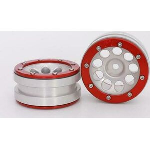 Metsafil Beadlock Wheels PT-Ecohole Silver/Red 1.9 (2 pcs)