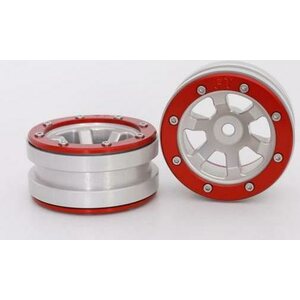 Metsafil Beadlock Wheels PT-Claw Silver/Red 1.9 (2 pcs)