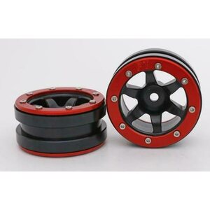 Metsafil Beadlock Wheels PT-Wave Black/Red 1.9 (2 pcs)