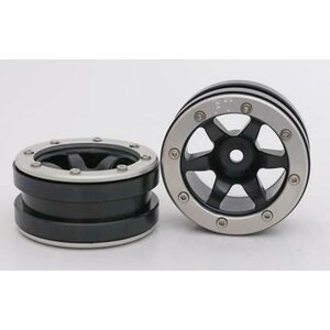 Metsafil Beadlock Wheels PT-Wave Black/Silver 1.9 (2 pcs)
