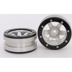 Metsafil Beadlock Wheels PT-Wave Silver/Black 1.9 (2 pcs)