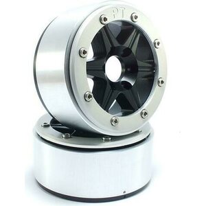 Metsafil Beadlock Wheels SIXSTAR Black/Silver 1.9 (2) w/o Hub