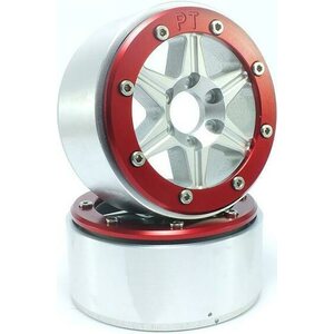 Metsafil Beadlock Wheels SIXSTAR Silver/Red 1.9 (2) w/o Hub
