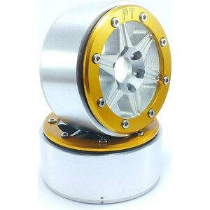 Metsafil Beadlock Wheels SIXSTAR Silver/Gold 1.9 (2) w/o Hub