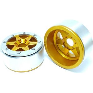 Metsafil Beadlock Wheels SIXSTAR Gold/Silver 1.9 (2) w/o Hub