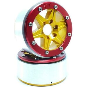 Metsafil Beadlock Wheels SIXSTAR Gold/Red 1.9 (2) w/o Hub