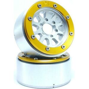 Metsafil Beadlock Wheels GEAR Silver/Gold 1.9 (2) w/o Hub