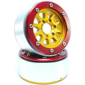 Metsafil Beadlock Wheels GEAR Gold/Red 1.9 (2) w/o Hub