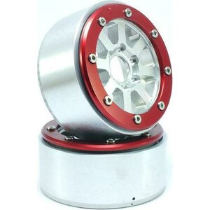 Metsafil Beadlock Wheels HAMMER Silver/Red 1.9 (2) w/o Hub