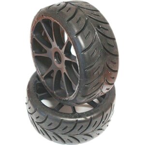 SP Tyres 1/8 GT SPORT SOFT PRE-MOUNTED ON MULTI SPOKE GREY WHEEL (2 PCS)