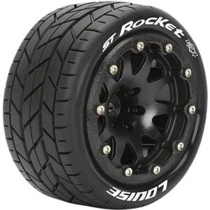 Louise Louise ST-ROCKET Stadium Truck MFT Tires on Black-Chrome 1/2" Offset Bead-Lock Wheels