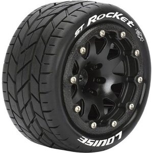 Louise Louise ST-ROCKET Stadium Truck Soft MFT Tires on Black-Chrome 1/2" Offset Bead-Lock Wheels