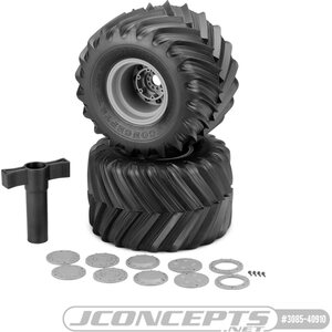 JConcepts Renegades - yellow compound, pre-mounted on silver #3423S wheels