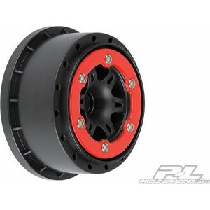 Pro-Line Sixer 2.2/3.0 Red/Black Bead-Loc Fr Wheels(2):SLH 2714-04