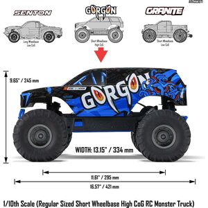 ARRMA RC 1/10 GORGON 4X2 MEGA MONSTER TRUCK - Lipo Paketti