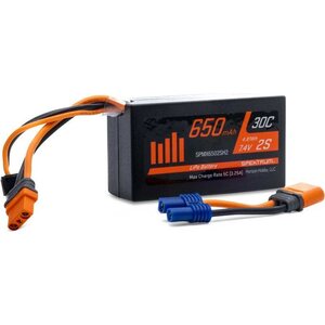 Spektrum 7.4V 650mAh 2S 50C LiPo Battery: IC2 SPMX6502SH2