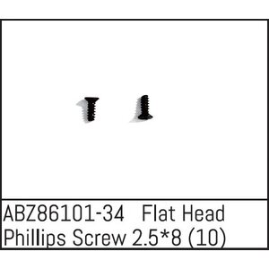 Absima Flat Head Phillips Screw 2.5*8 - Mini AMT (10) ABZ86101-34