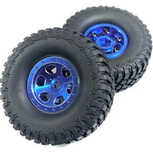Absima Metal Beadlock rims with rubber tires scale 1:24 (2) Blue 1810003