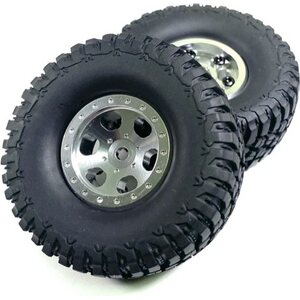 Absima Metal Beadlock rims with rubber tires scale 1:24 (2) Sliver 1810001