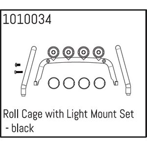 Absima Roll Cage with Light Mount Set - black 1010034