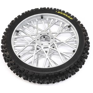 Losi Dunlop MX53 Front Tire Mounted, Chrome: Promoto-MX