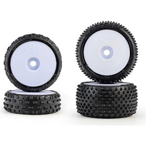Pro-Line Racing 1/24 Wedge Front and Prism Rear Carpet Tires Mounted 7mm, White (4): Losi Micro-B