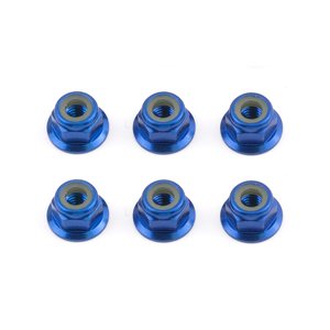 Team Associated 31551 FT Locknuts, M4 flanged, blue aluminum
