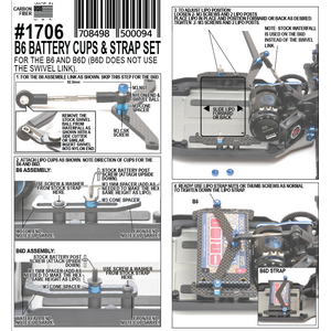 Exotek 1706 B6 B6.1 BATTERY CUP & STRAP SET, CARBON FIBER- B6 / B6D