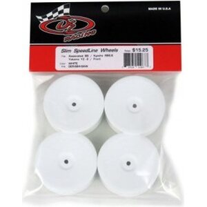 DE Racing Slim Speedline Buggy Wheels for Associated B6 - B6D / Kyosho RB6 / Front / WHITE / 4Pcs